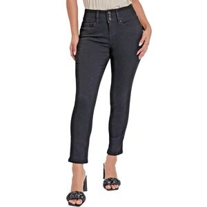 ROYALTY FOR ME Women's Petite 3 Button High Rise Skinny‎ Jean, Black, 10P